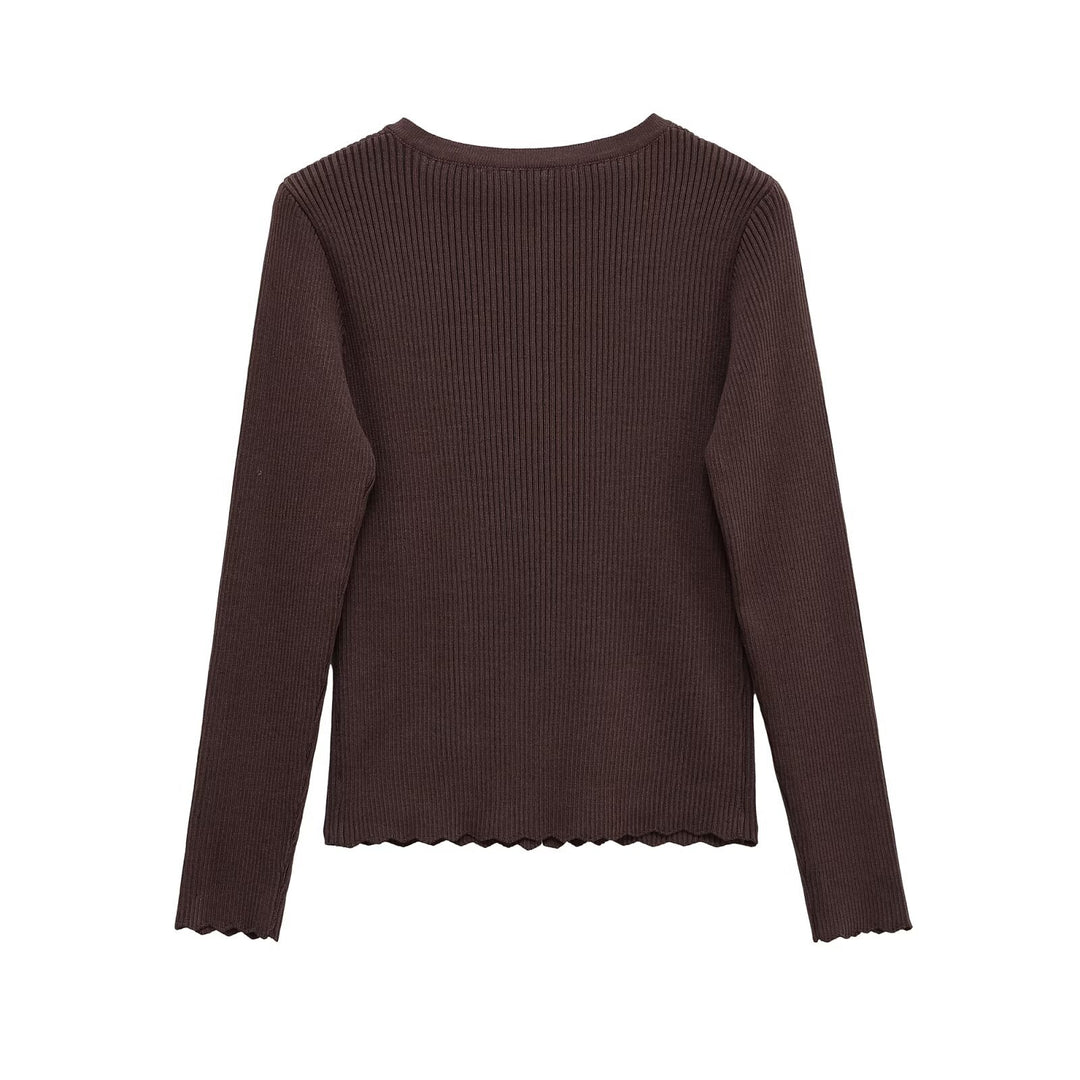 Damen modischer cropped Pullover mit Knopfdetails Fudus