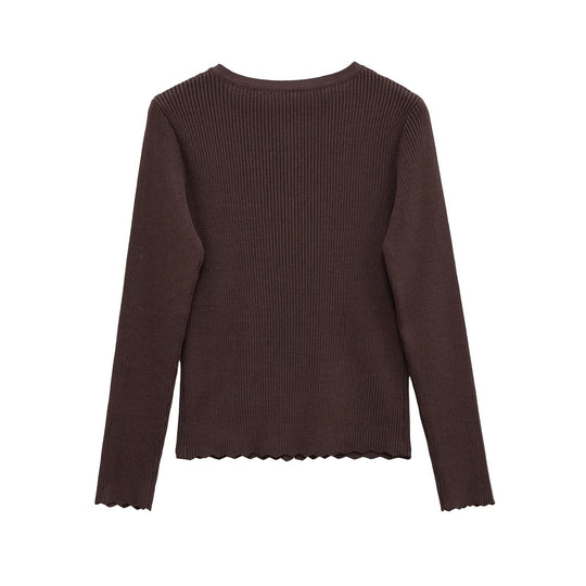 Damen modischer cropped Pullover mit Knopfdetails Fudus