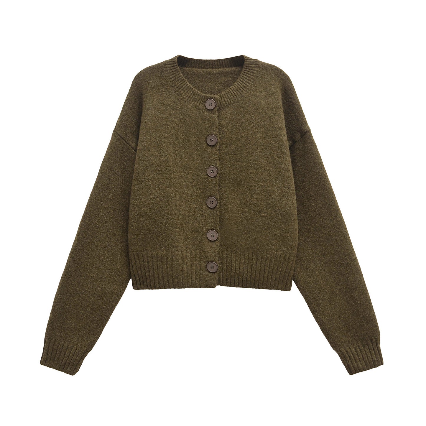 Cardigan Damen Cropped Knopfverschluss Gemütlich