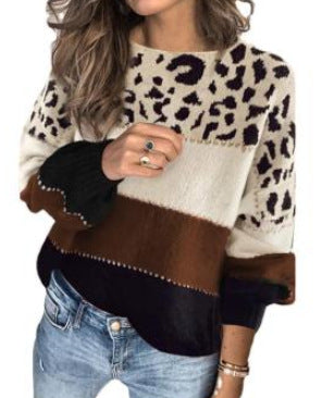 Damen kuscheliger Strickpullover mit modernem Tiermuster Fudus