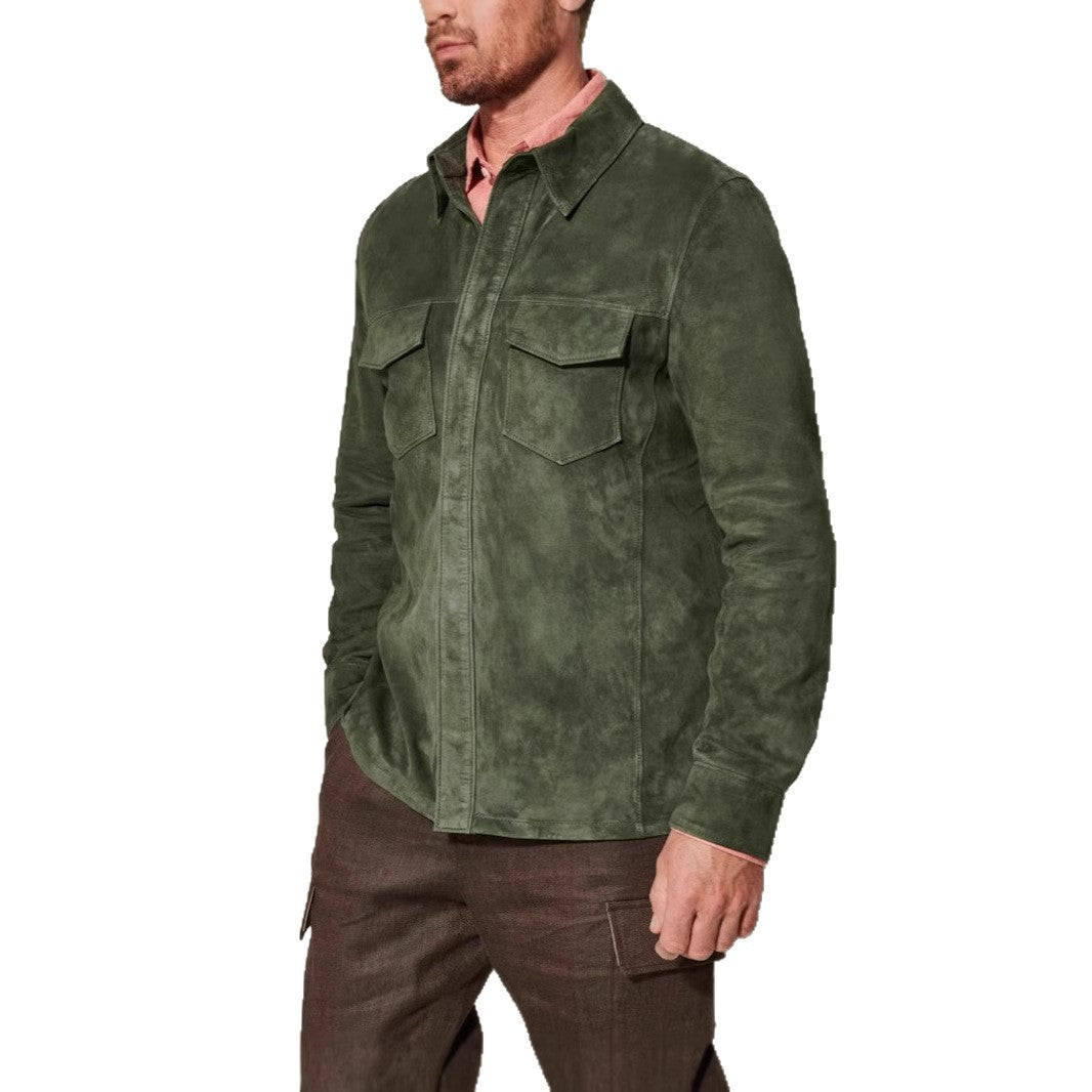 Herren Wildlederjacke mit stilvollen Pattentaschen Fudus