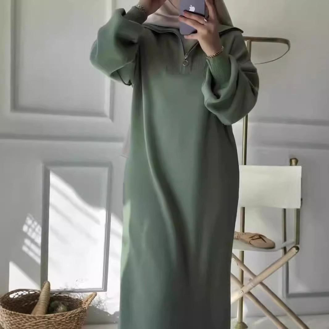 Damen Kapuzenkleid mit Reißverschluss und lässigem Schnitt Fudus