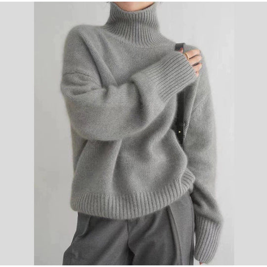 Damen Kuscheliger Rollkragenpullover aus hochwertiger Wolle Fudus