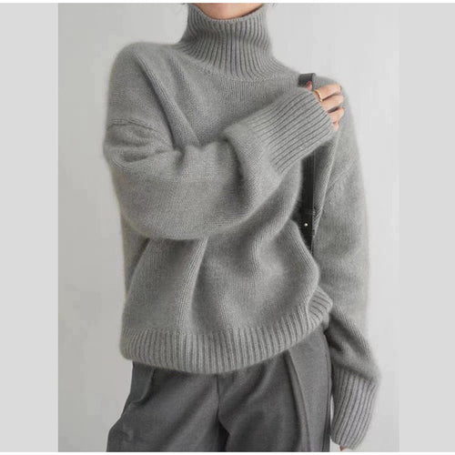 Damen Kuscheliger Rollkragenpullover aus hochwertiger Wolle Fudus