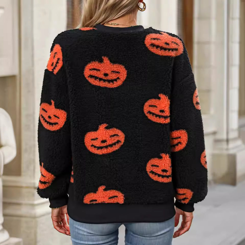 Damen Kuscheliger Sweatshirt mit Halloween-Motiv Fudus