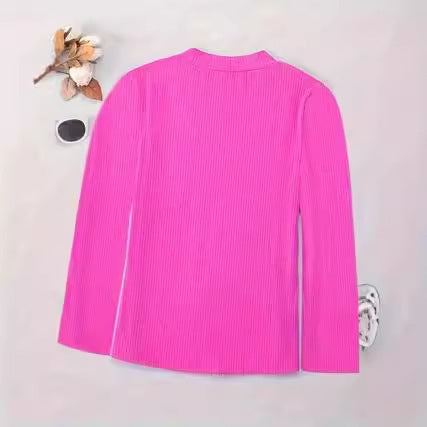 Damen Langärmliges V-Ausschnitt Oberteil mit Rippstruktur Fudus