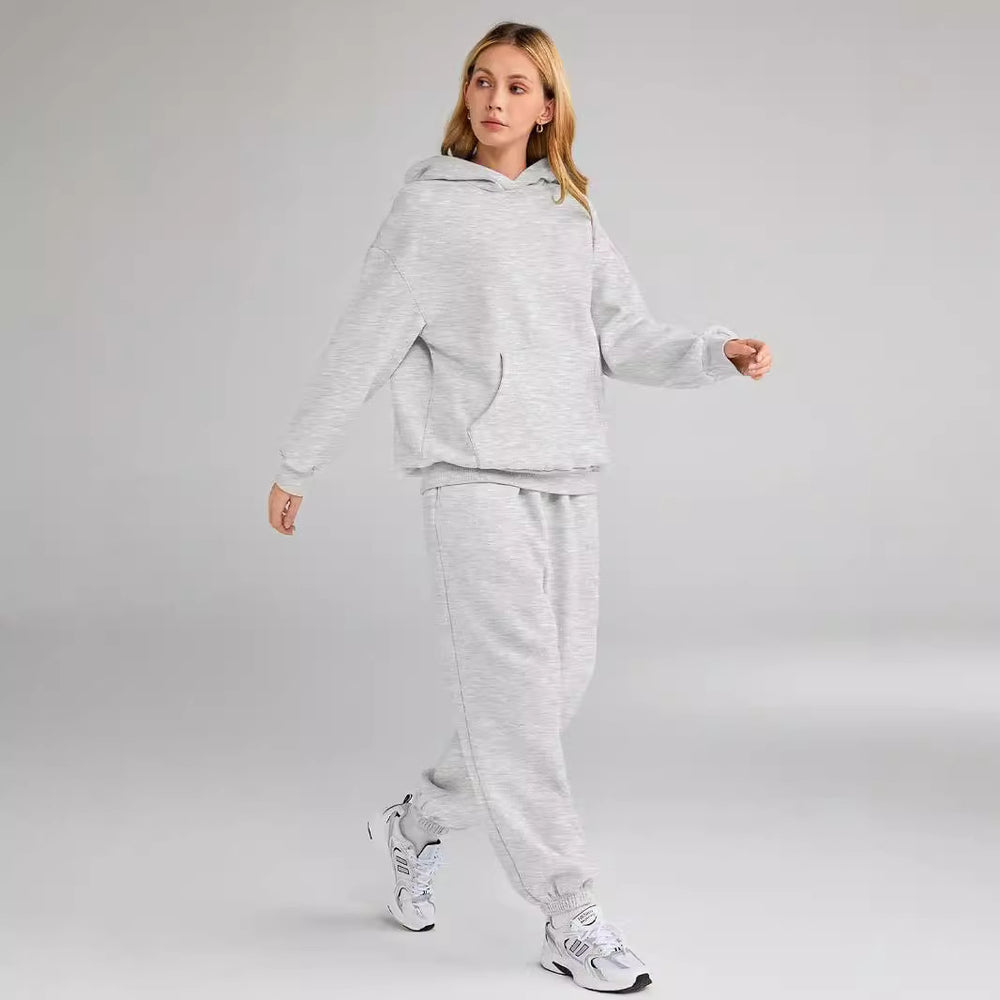 Damen Kapuzensweatanzug mit hochgeschlossenem Kragen und elastischen Bündchen Fudus