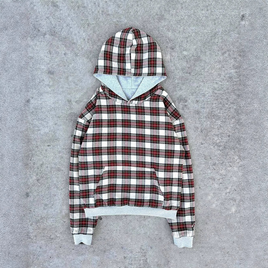 Damen Kapuzenpullover mit modernem Karo-Futter Fudus