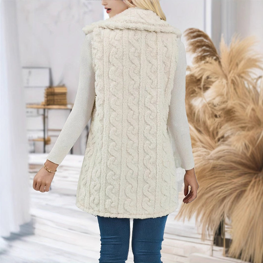 Damen kuschelige Weste aus weichem Teddy-Fleece Fudus