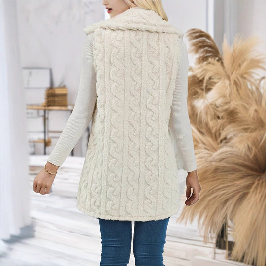 Damen kuschelige Weste aus weichem Teddy-Fleece Fudus