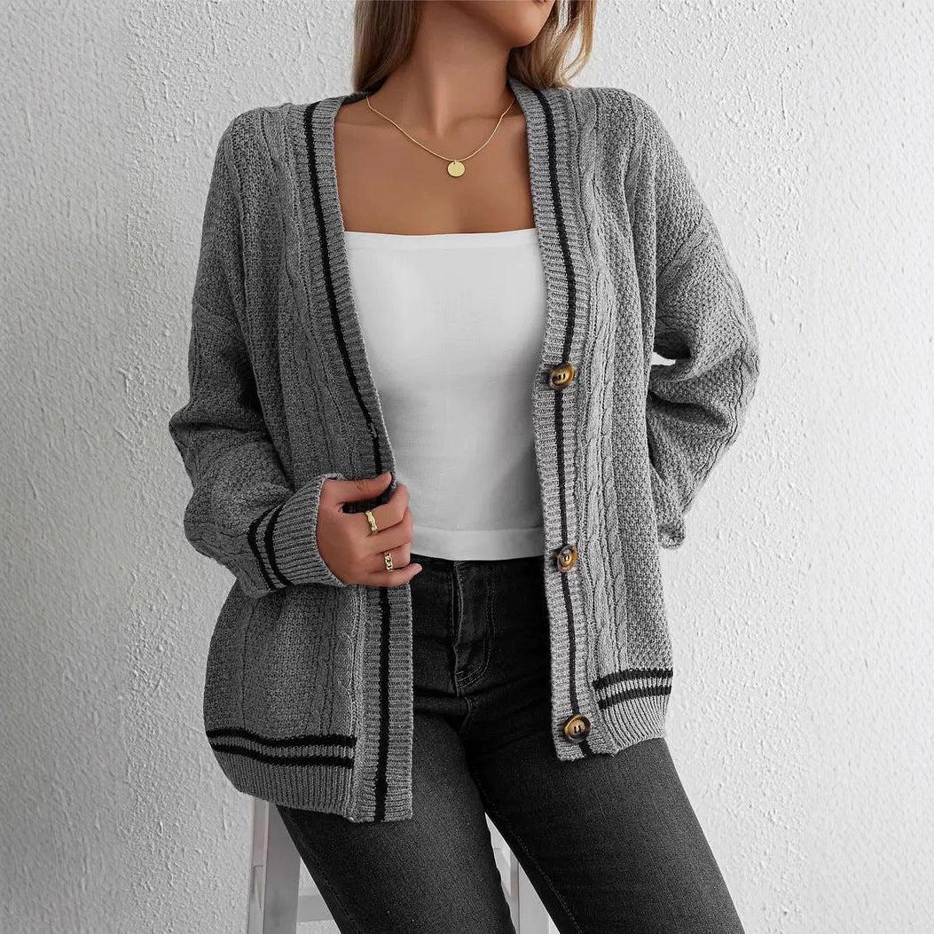 Damen Kuschelige Strickjacke mit markanten Knopfdetails Fudus