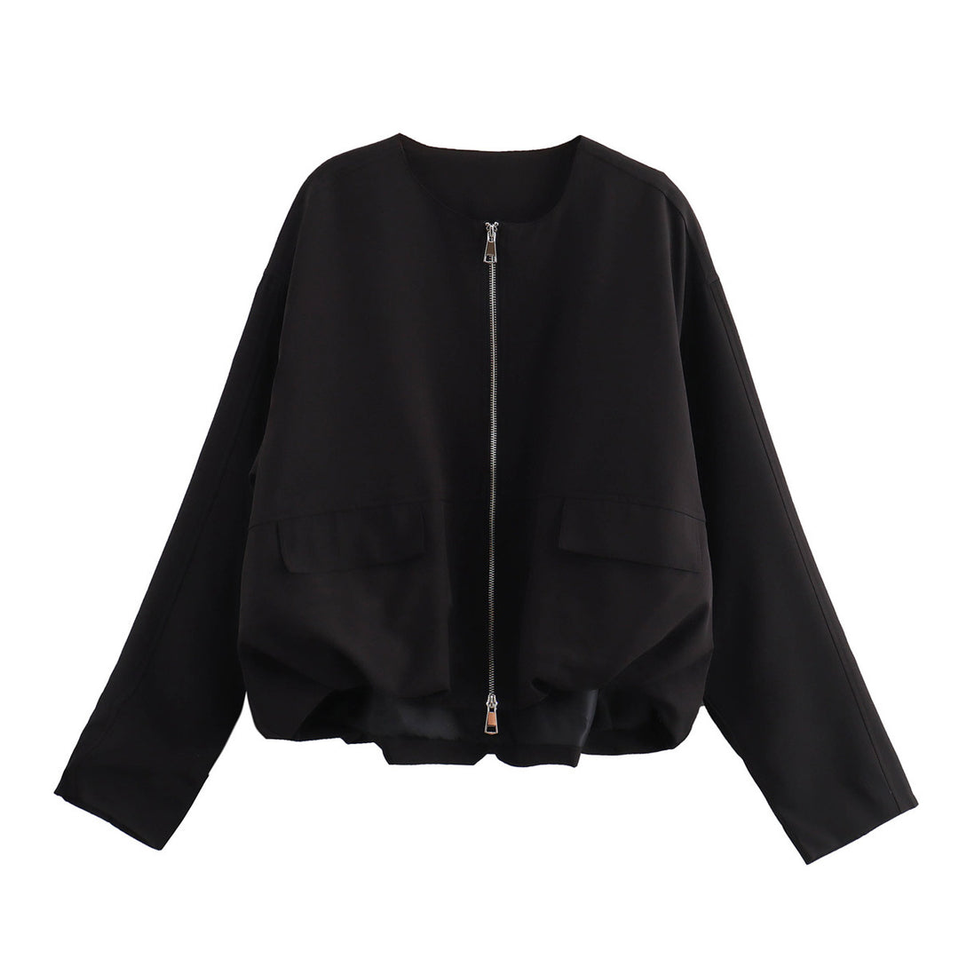 Damen lässige Jacke mit praktischen Taschen und Reißverschluss Fudus