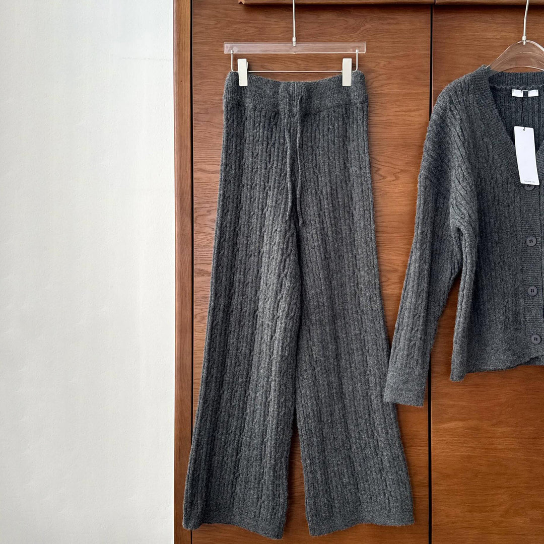 Damen lässige Strickhose mit weitem Schnitt und Rippstruktur Fudus