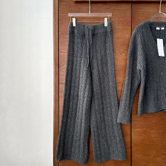 Damen lässige Strickhose mit weitem Schnitt und Rippstruktur Fudus
