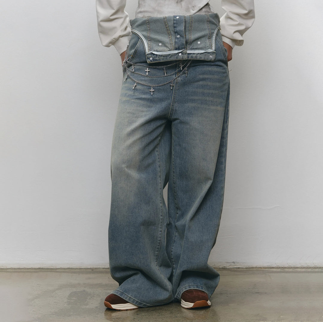 Damen Lässige Jeanslatzhose Fudus