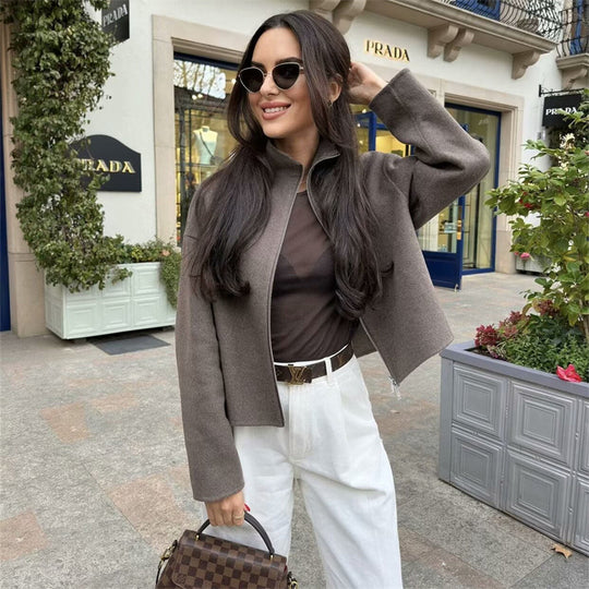 Damen lässige Steppjacke mit hohem Kragen und praktischen Taschen Fudus