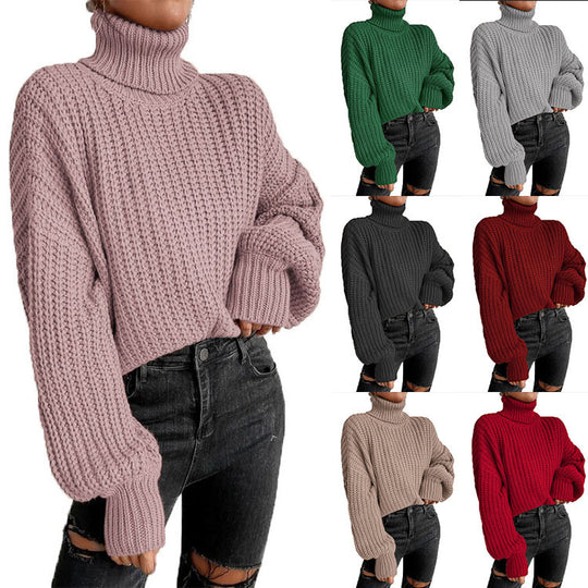 Damen kuscheliger Rollkragenpullover mit strukturiertem Strickmuster Fudus
