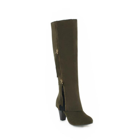 Damen Hohe Stiefel mit elegantem Heel und seitlichem Reißverschluss Fudus