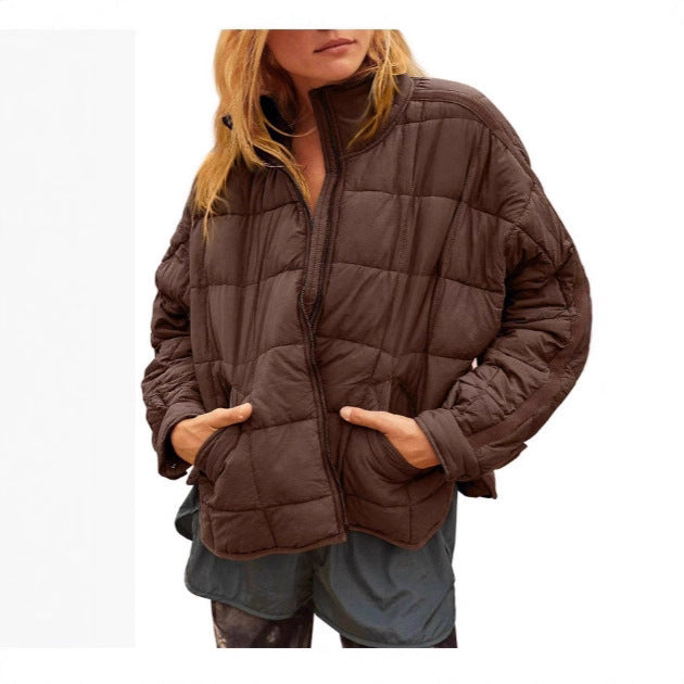 Damen Leichte Steppjacke mit hohem Kragen und praktischen Taschen Fudus