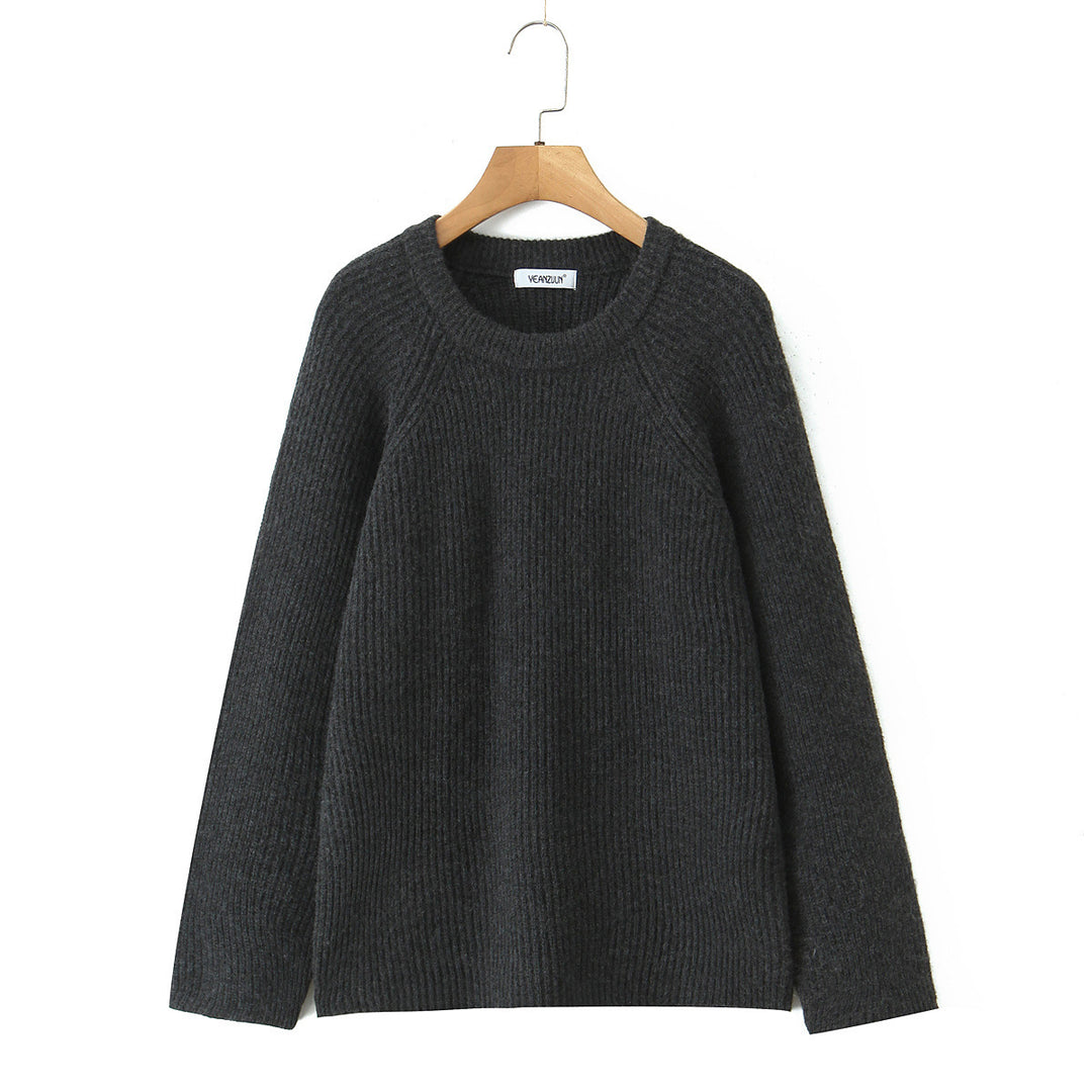 Damen Kuscheliger Strukturpullover mit Rundhalsausschnitt Fudus