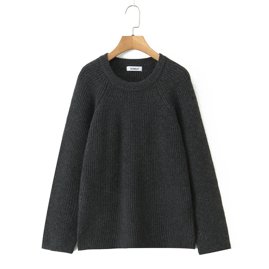 Damen Kuscheliger Strukturpullover mit Rundhalsausschnitt Fudus