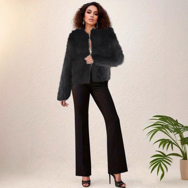 Damen kuschelige Kurzjacke mit lockerer Passform und elegantem Design Fudus