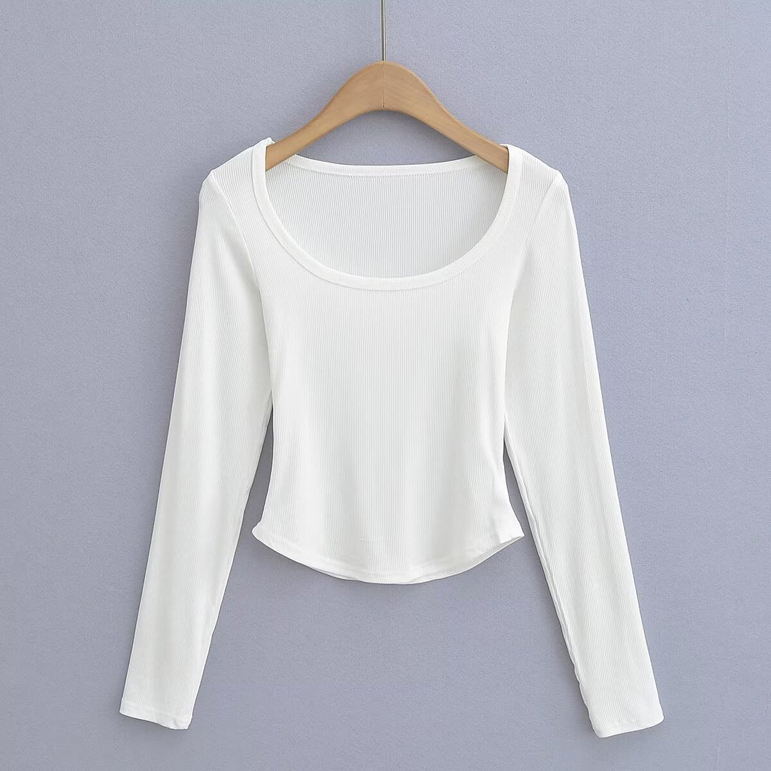 Damen langärmliges Oberteil mit rippierter Struktur Fudus