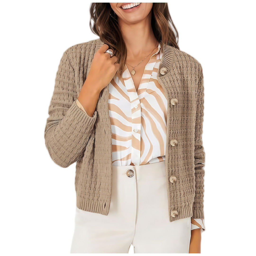 Damen lässige Strickjacke mit dekorativen Knöpfen Fudus