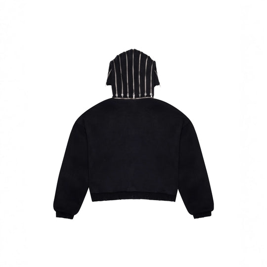 Damen Kurzjacke mit Reißverschluss und asymmetrischem Kapuzen-Design Fudus