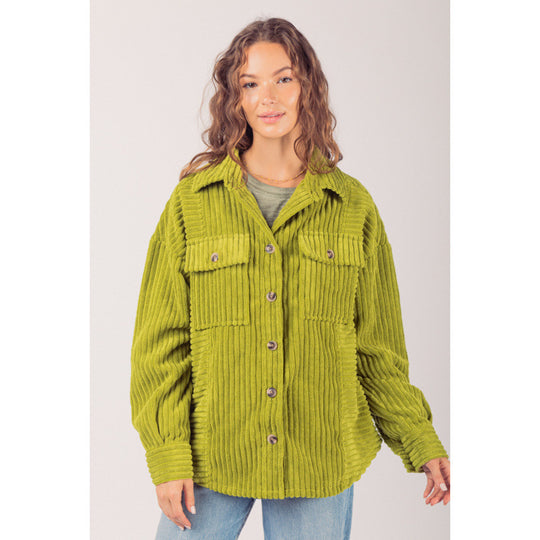 Damen lässige Cordjacke mit praktischen Taschen Fudus