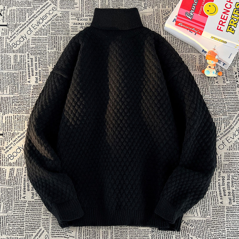 Damen Grobstrick Pullover mit hohem Kragen Fudus