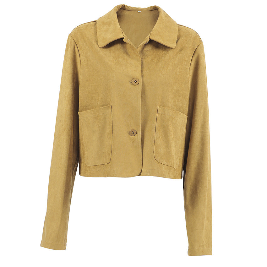 Damen Kurze Jacke mit eleganter Kragenlinie und praktischen Taschen Fudus