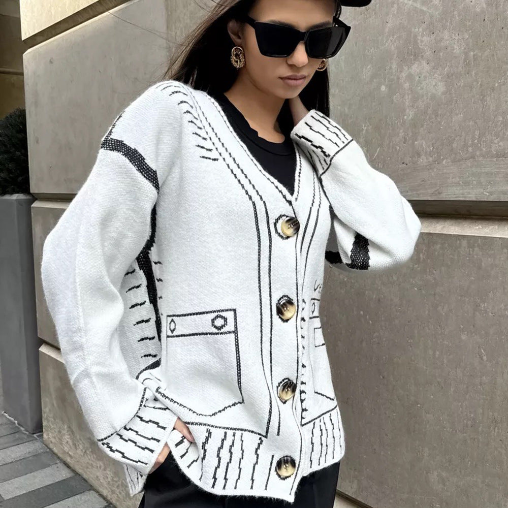 Damen Modischer Strickcardigan mit einzigartigem Design Fudus