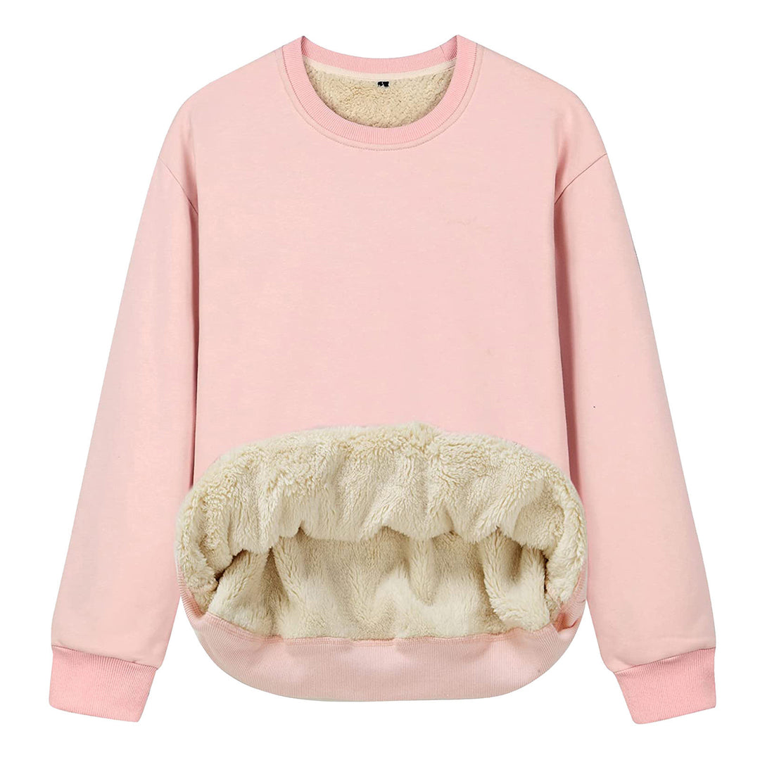 Damen Kuscheliger Sweatshirt mit weichem Innenfutter und Rundhalsausschnitt Fudus