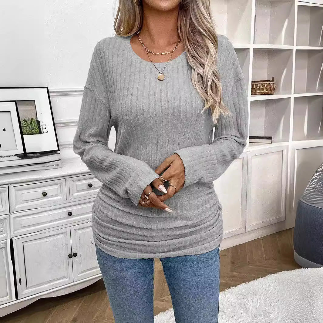 Damen Langärmliges Ripp-Oberteil mit taillierter Schnittführung Fudus