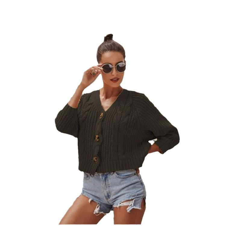 Damen Grobstrickjacke mit Knopfdetail Fudus