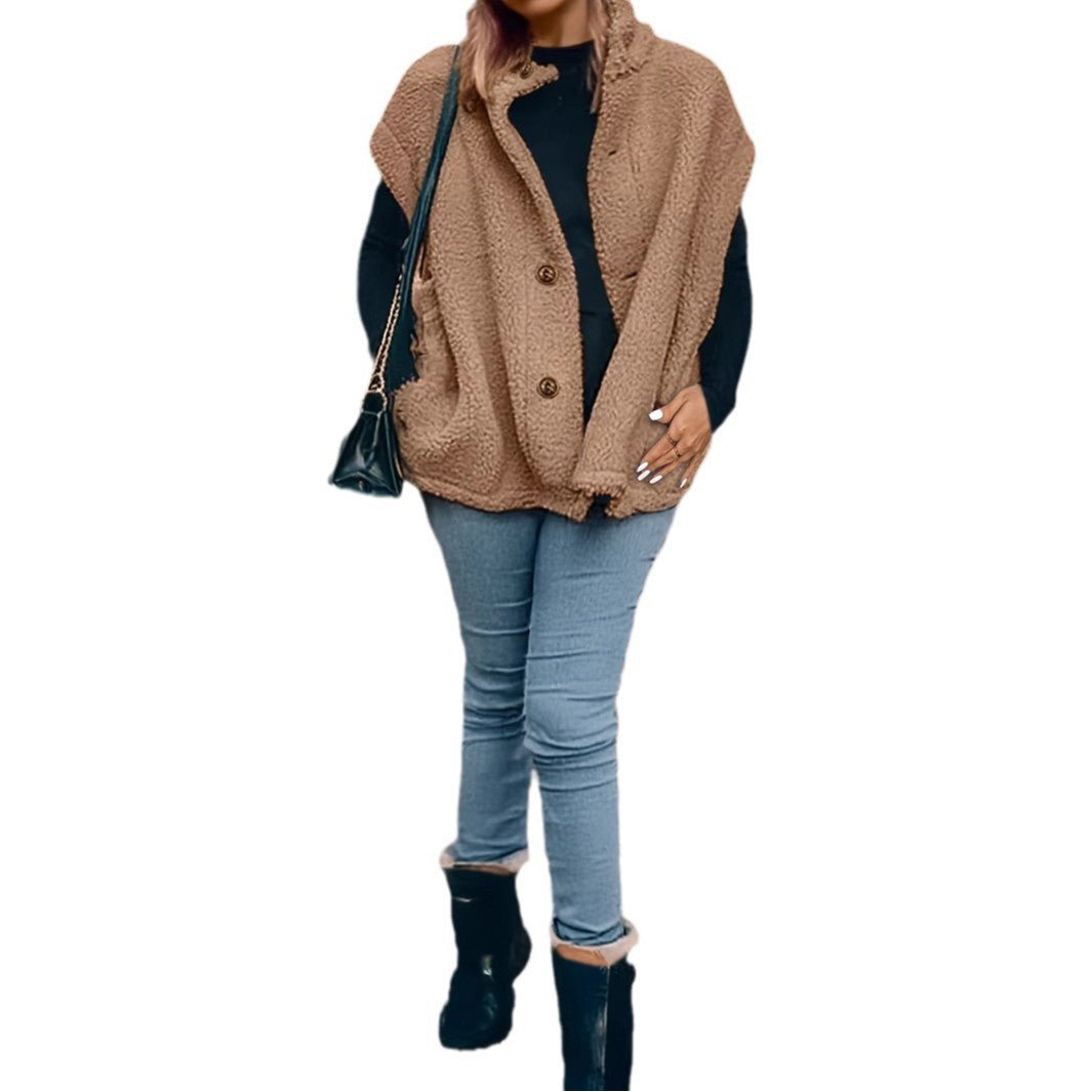 Damen kuschelige Teddy-Weste mit Kapuze Fudus