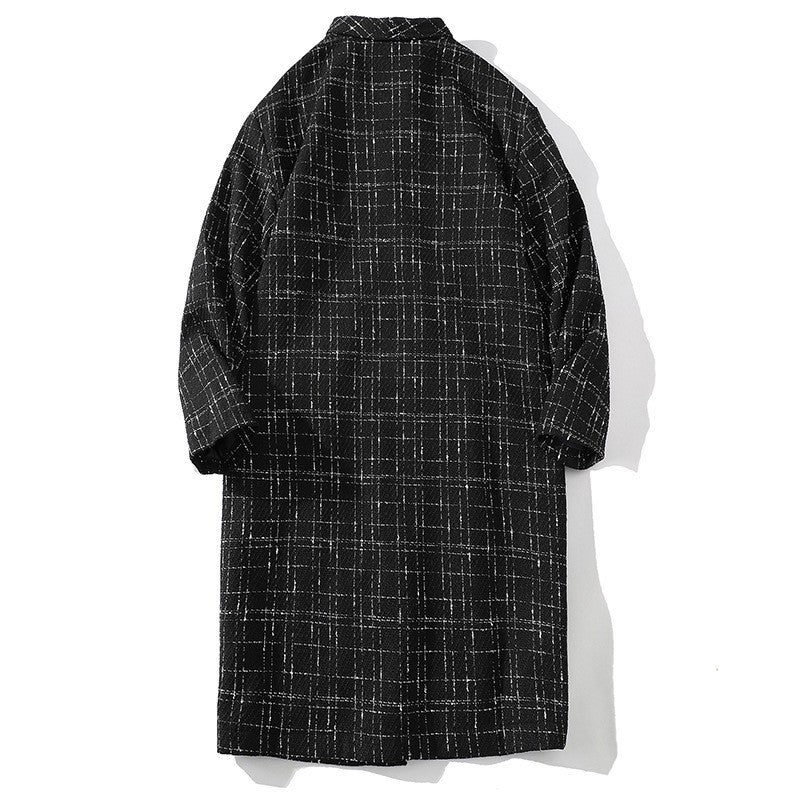 Damen Modischer Karomantel mit eleganter Schnittführung Fudus