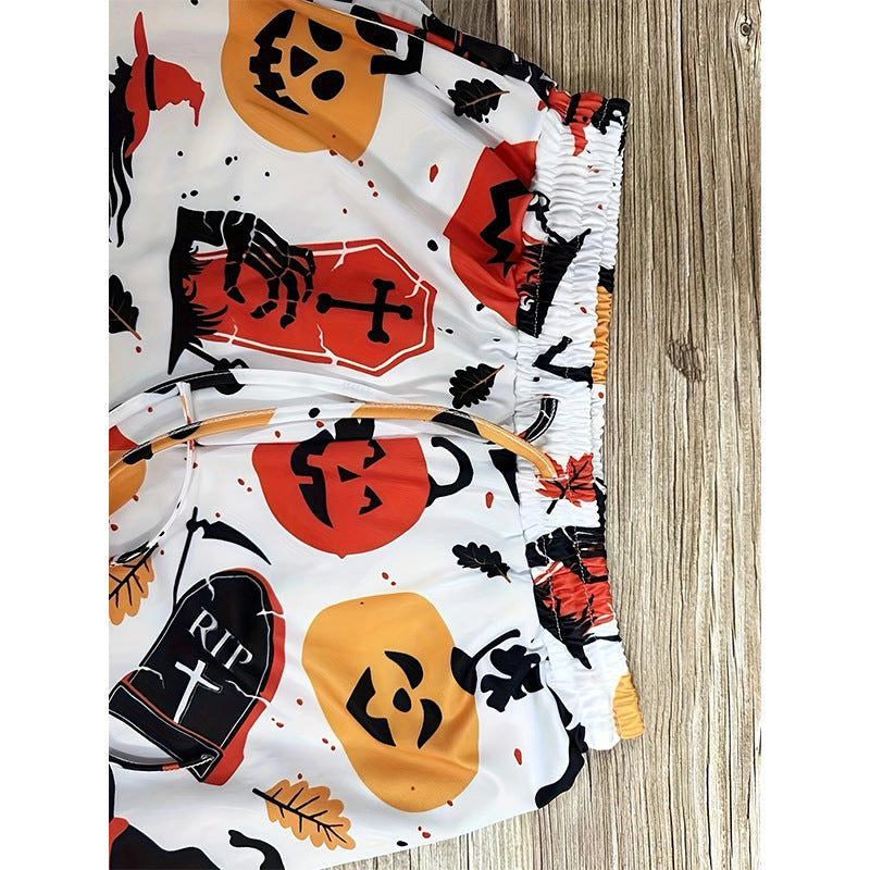 Damen bequeme und trendige Freizeithosen mit Halloween-Motiv Fudus