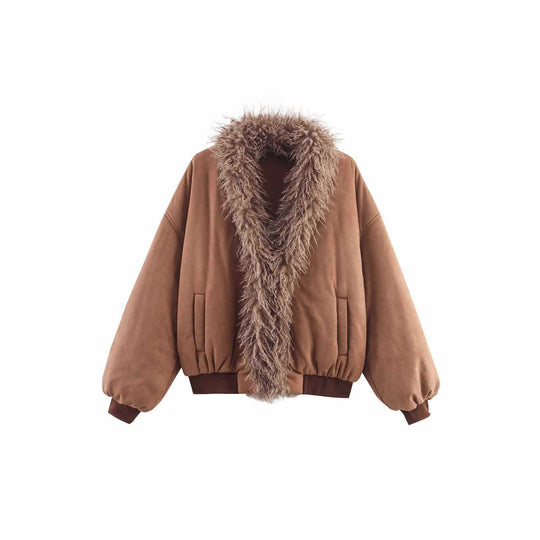 Damen Kunstfelljacke mit modernem Design und tailliertem Schnitt Fudus