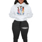 Damen Hoodie und Jogginghose Set mit kreativem Comicdruck Fudus