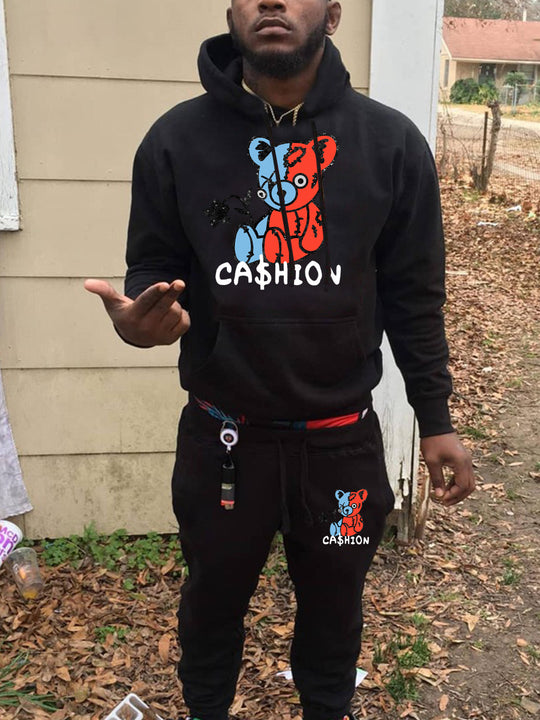 Damen Hoodie und Jogginghose Set mit kreativem Bärenmotiv Fudus