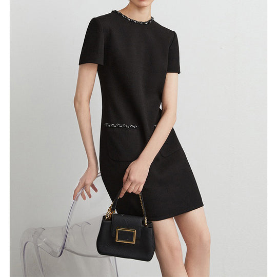 Damen Elegantes Kleid Mit Strukturiertem Stoff