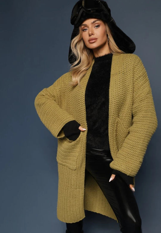 Damen Grobstrickjacke mit lässigem Schnitt und praktischen Taschen Fudus