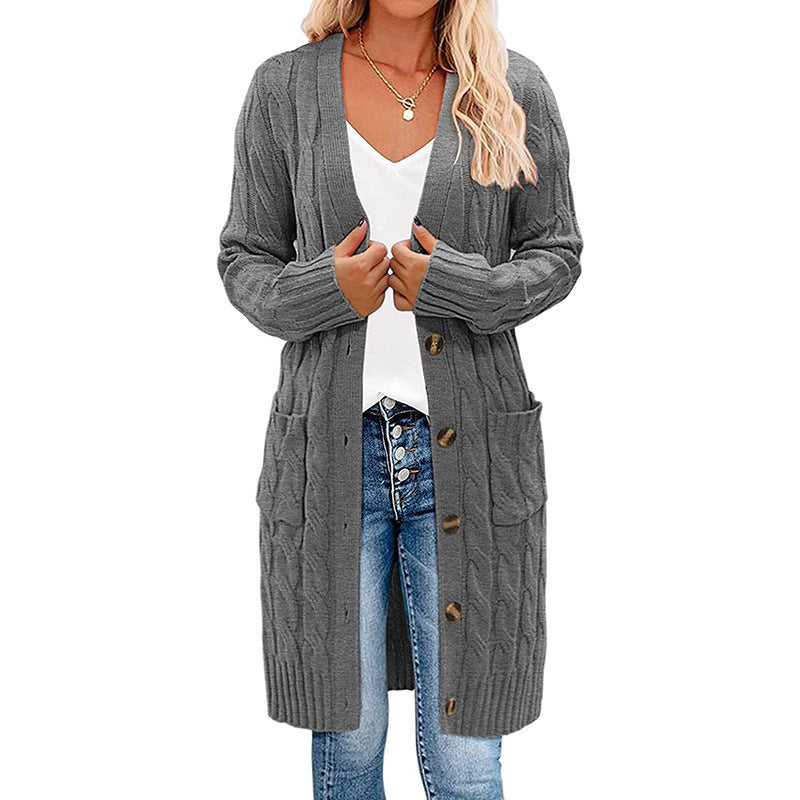 Damen Langstrickjacke mit Zopfmuster Fudus