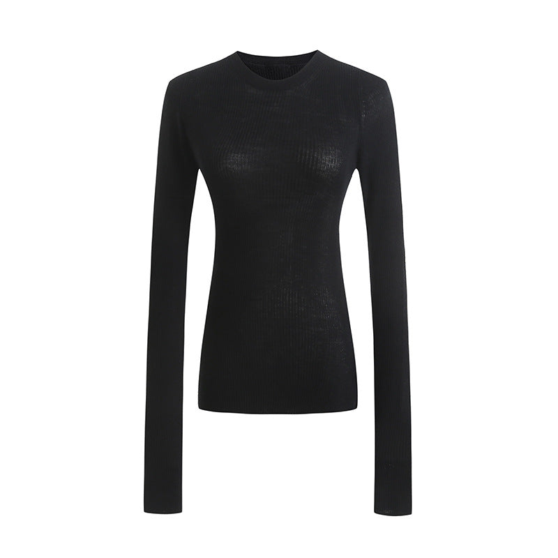 Damen langärmliges Ripp-T-Shirt