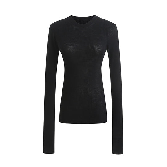 Damen langärmliges Ripp-T-Shirt