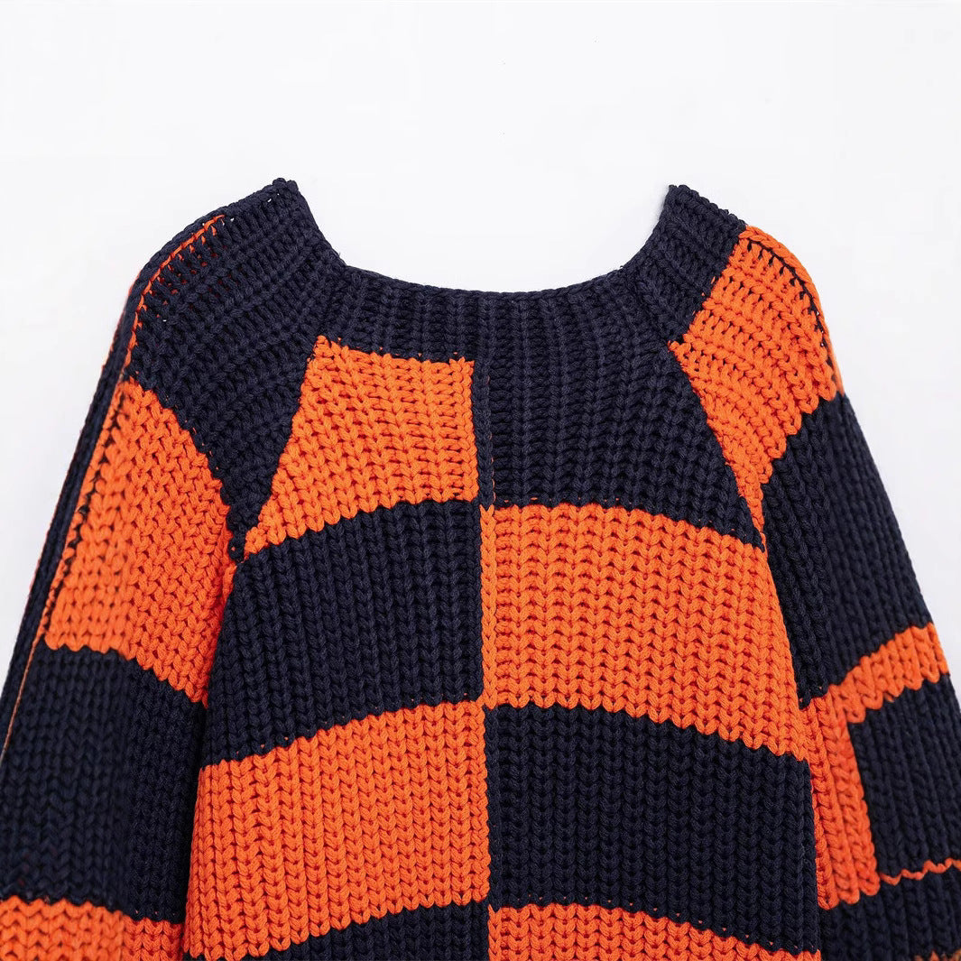 Damen Grobstrick Pullover mit modernem Streifenmuster Fudus