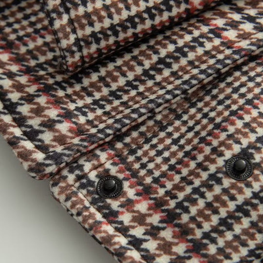 Damen Karierte Übersize-Jacke mit hohen Kragen und elastischem Bund Fudus