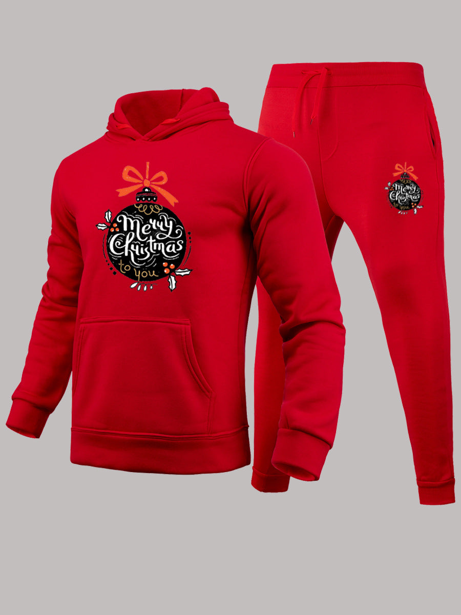 Damen Hoodie- und Jogginghose-Set mit festlichem Weihnachtsmotiv Fudus